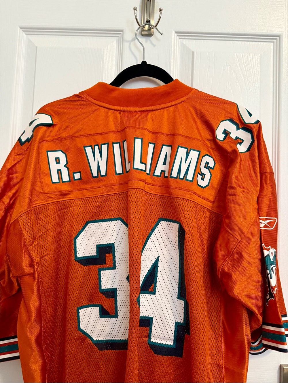 Vintage Reebok Miami Dolphins Ricky Williams #34 Orange Alternate Jersey Size XL - Picture 5 of 9